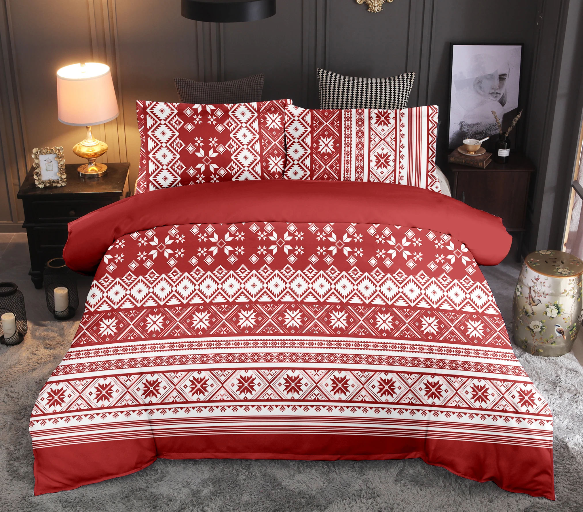 Рождественские комплекты постельного белья с изображением снежинок Постельное