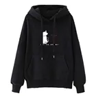 Винтажные толстовки с принтом кошек и пар, женские повседневные милые свитера с рисунком Love, Женский пуловер с карманами, свободные Худи для девочек