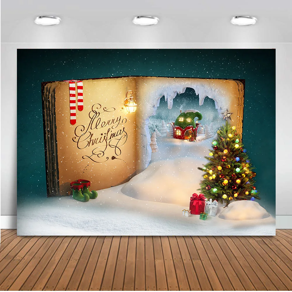 Фон для фотосъемки зимняя Рождественская елка фото фон книги носки белая