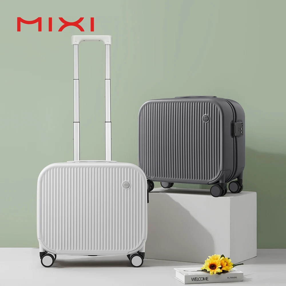

Mixi Fashion Design 18" Carry On Suitcase Women Travel Luggage Men Business Trolley Case Bag Spinner Wheels Hardside PC Cabin