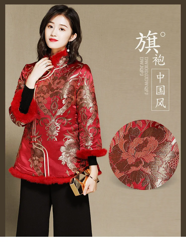 women tang suit Chinese red cheongsam tops vintage traditional embroidery top oriental festival clothing