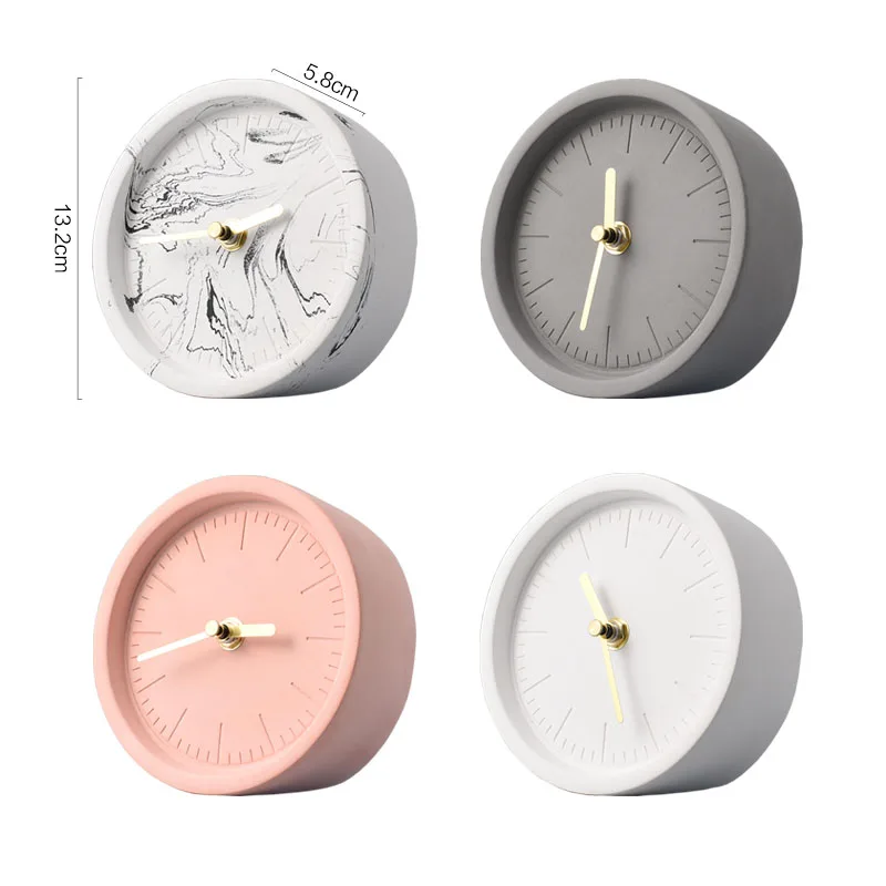 

Creativity Cement Table Clock European Vintage Industrial Style Round Electronic Movement Desktop Alarm Clocks Home Decoration