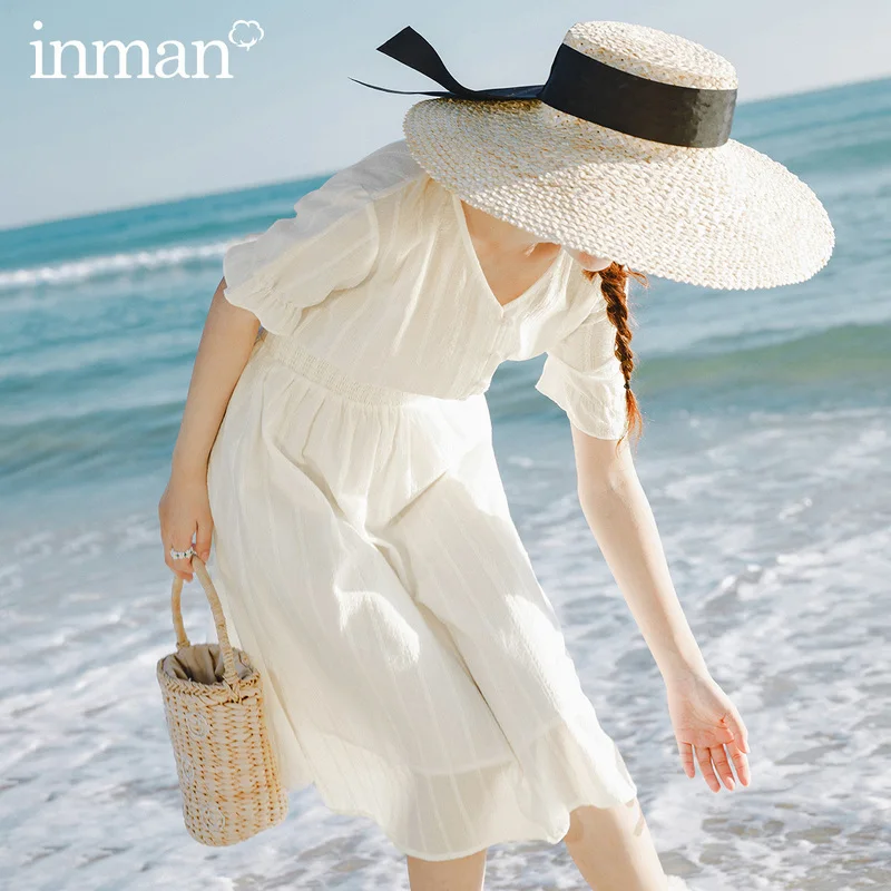 Женское пляжное платье с коротким рукавом V-образным вырезом | Женская одежда