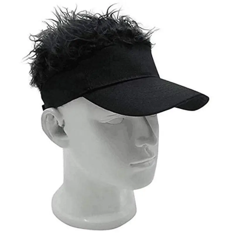 

Adjustable Man Baseball Cap Wig with Hairs Visor Sun Hat Fake Hair Wig Hat