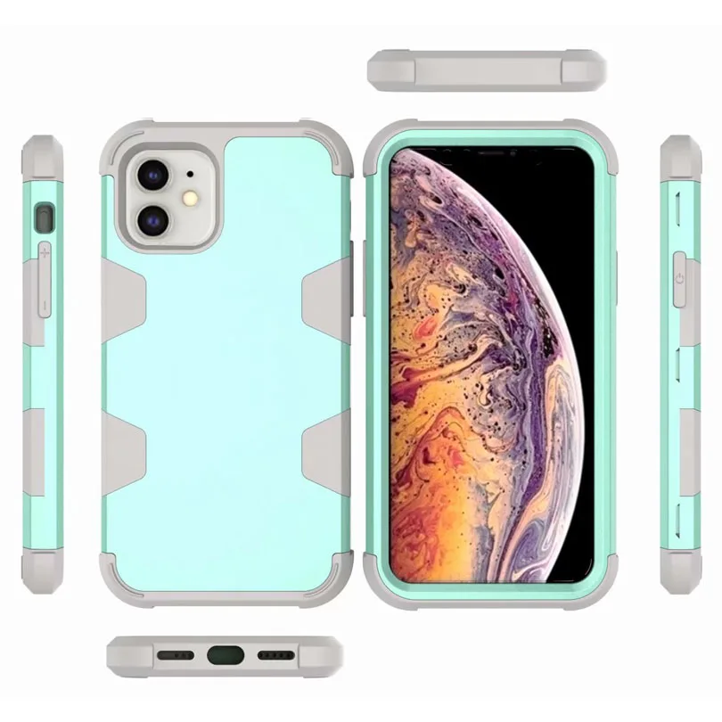 Для iPhone 6 6S 7 8 Plus X Xs Xr 11 Pro Max чехол двухслойный силиконовый Жесткий пластиковый