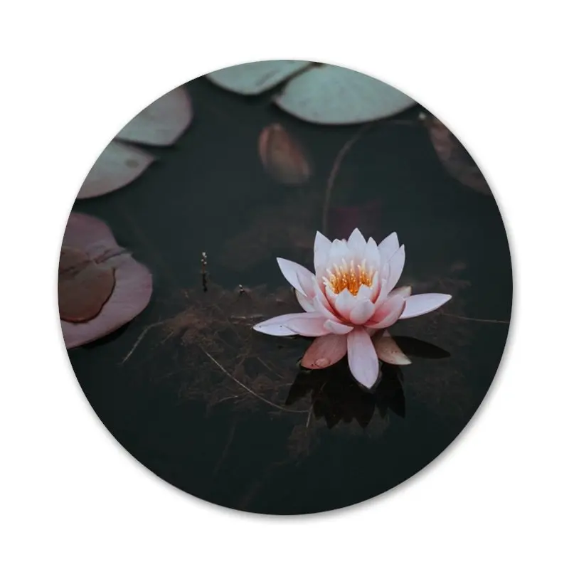 58 мм с белым лотосом значок на булавке декоративные Броши Металлические Значки