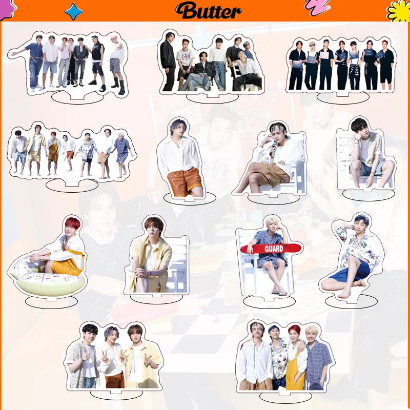 KPOP Bangtan Boys Butter Acrylic Transparent Cartoon StandSign Stand Up Stop Sign Tablecard K-POP New Korea Group Thank You Card