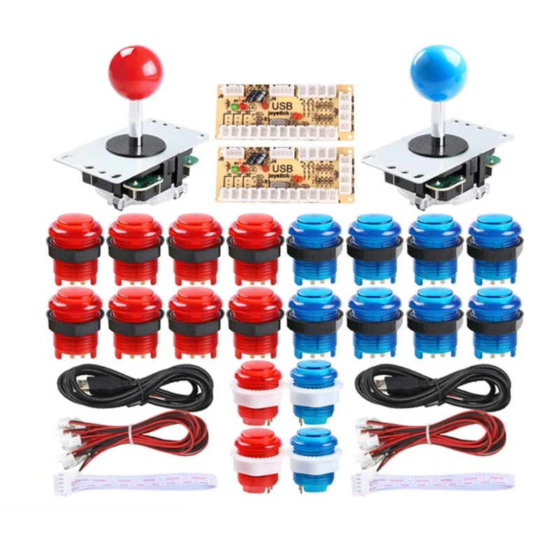 

DIY Arcade Game Control Board Kit 2 Players Joystick Game Kit with 20 LED Button
