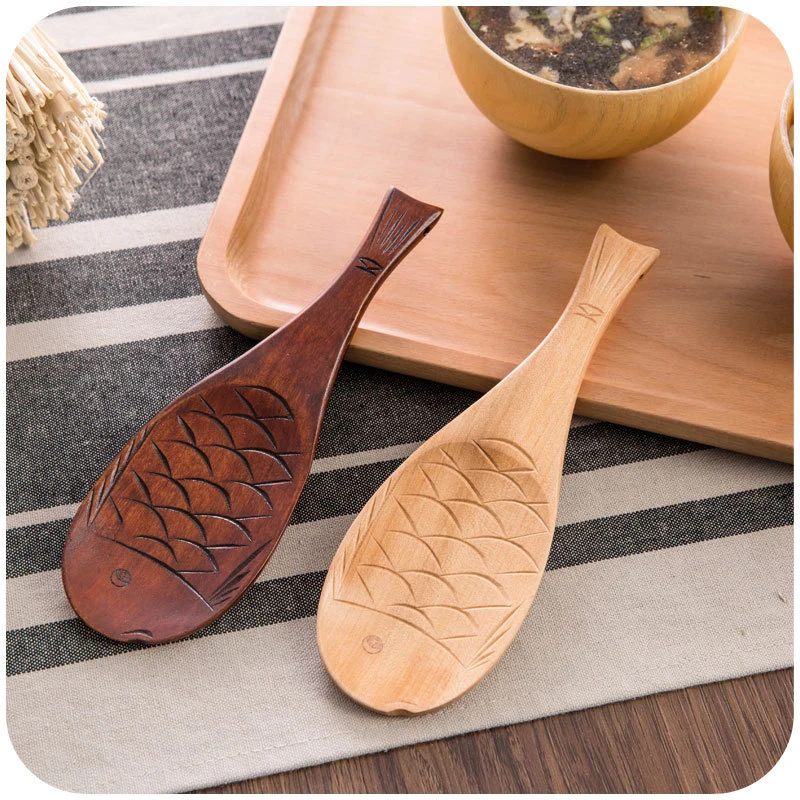 

1PC Nanmu Fish-shaped Rice Spoon Hand-carved Gift Wooden Shovel Rice Cooker Rice Spoon Creative Non-stick Rice Spoon