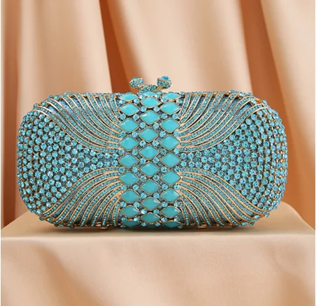 

XIYUAN Green Crystal Evening Clutch Bags Luxury Ladies Diamond Rhinestone Party Prom Handbags Women Wedding Small Phone Clutch