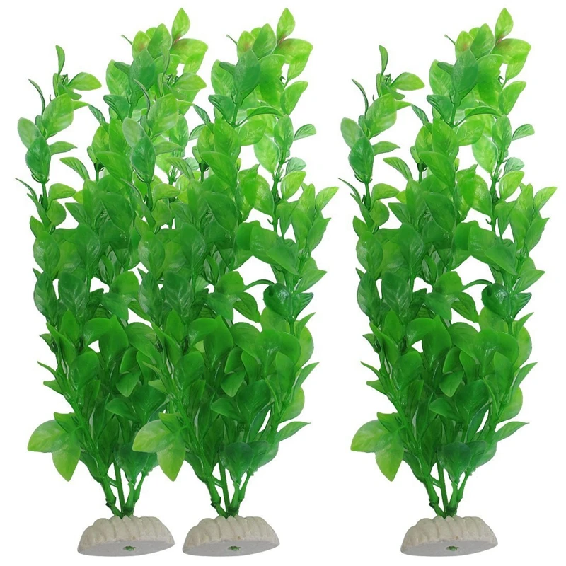 

SODIAL(R) 3 Pcs 10.6" Height Green Plastic Artificial Plants For Aquarium Fish Tank