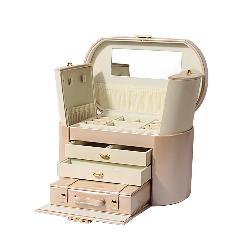 European Jewelry Box with Lock Wooden Watch Storage Large Bag Gift Multi-Layer Makeup Organizer | Дом и сад