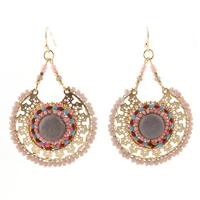 zouchunfu oorbellen drop earrings for women fashion handmade boho geometric round pendant earrings crystal earrings brincos