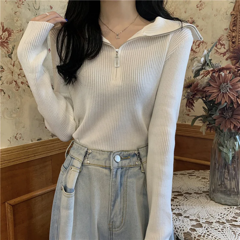 

2021 new female shirts early autumn new styles clothes spring niche tops long-sleeved sweater coat thin section