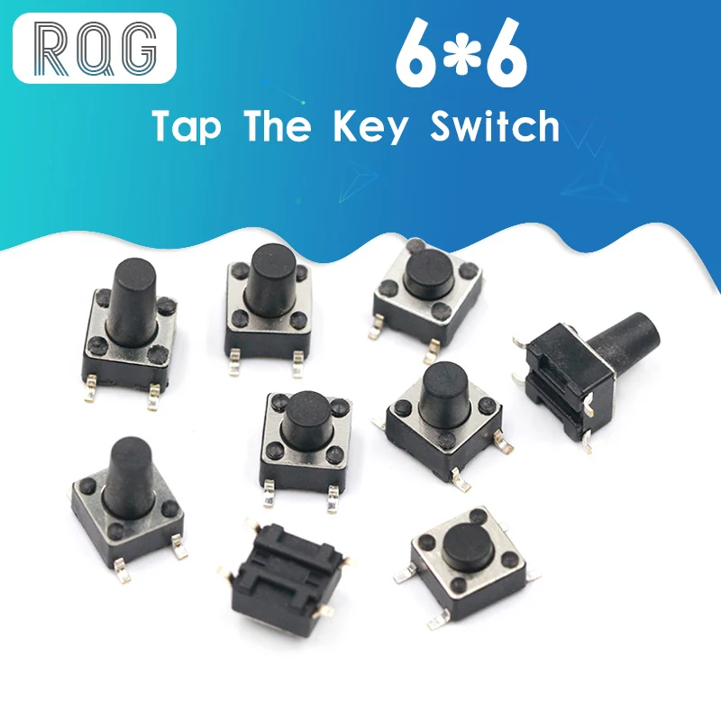 20 шт SMD 4PIN 6x6x4.3/5/6/7/8/9/10 мм микро тактовый переключатель 0.5A с алюминиевой крышкой 50В