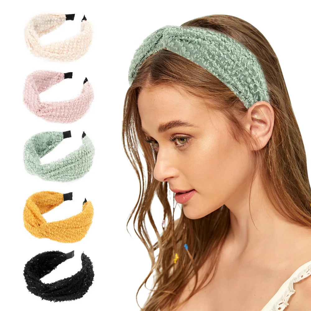

Free shipping fashion women winter Yarn crocheting headwear girl's wram cross headbands lady's hair accessories
