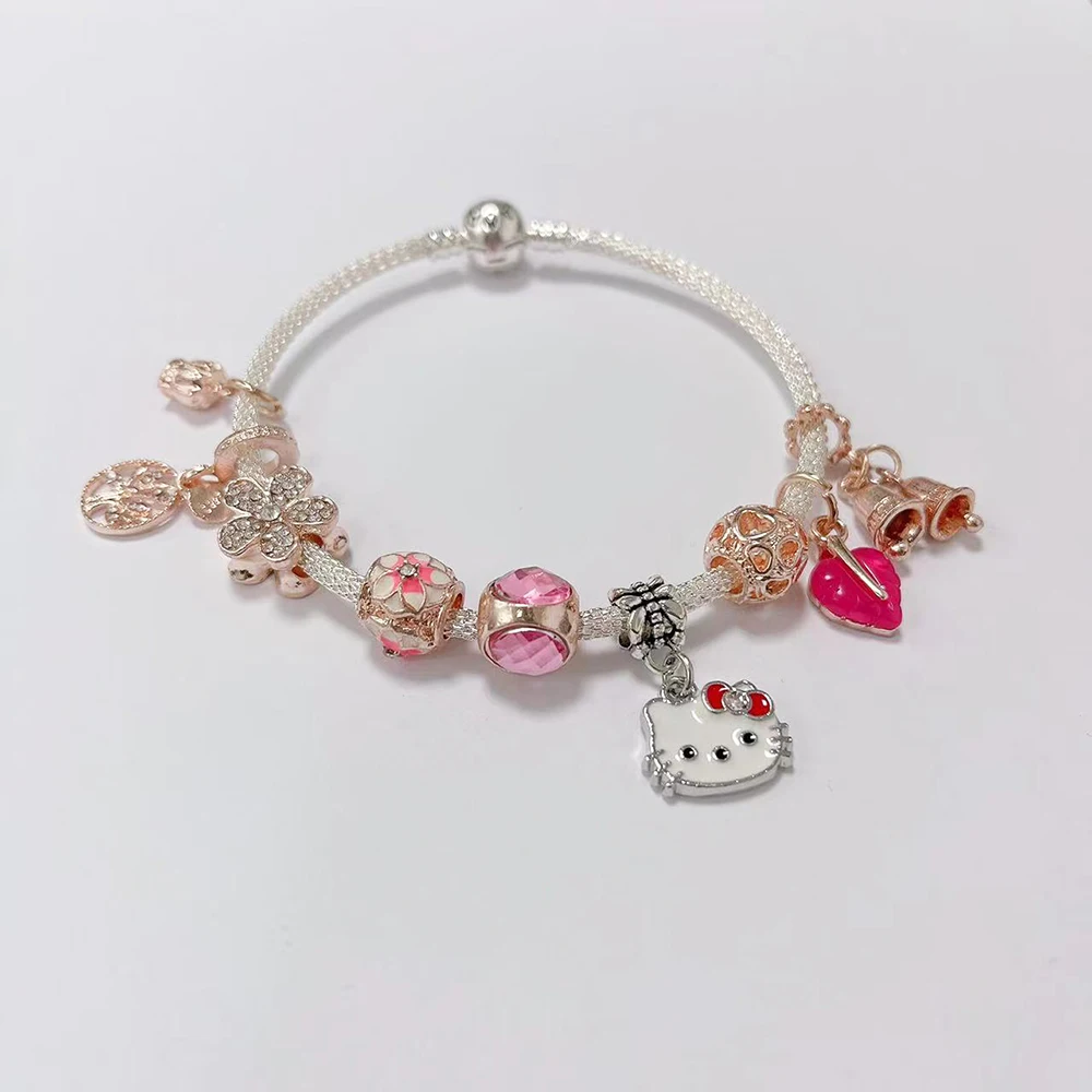 Женский браслет из бисера с большими отверстиями розовое золото сувенир для пары