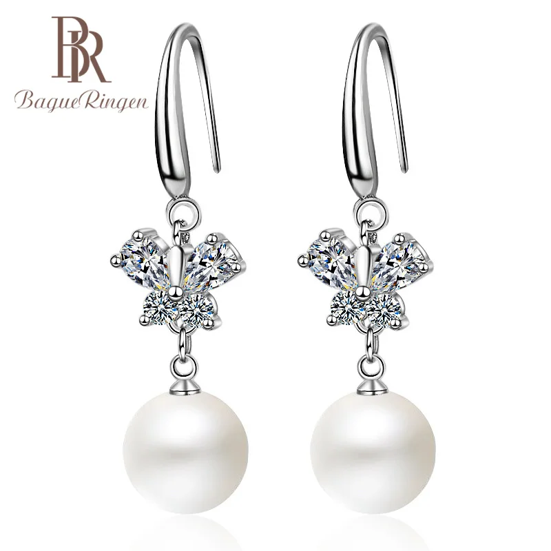 Bague Ringen женские серебряные 925 ювелирные изделия элегантные серьги Бабочка с