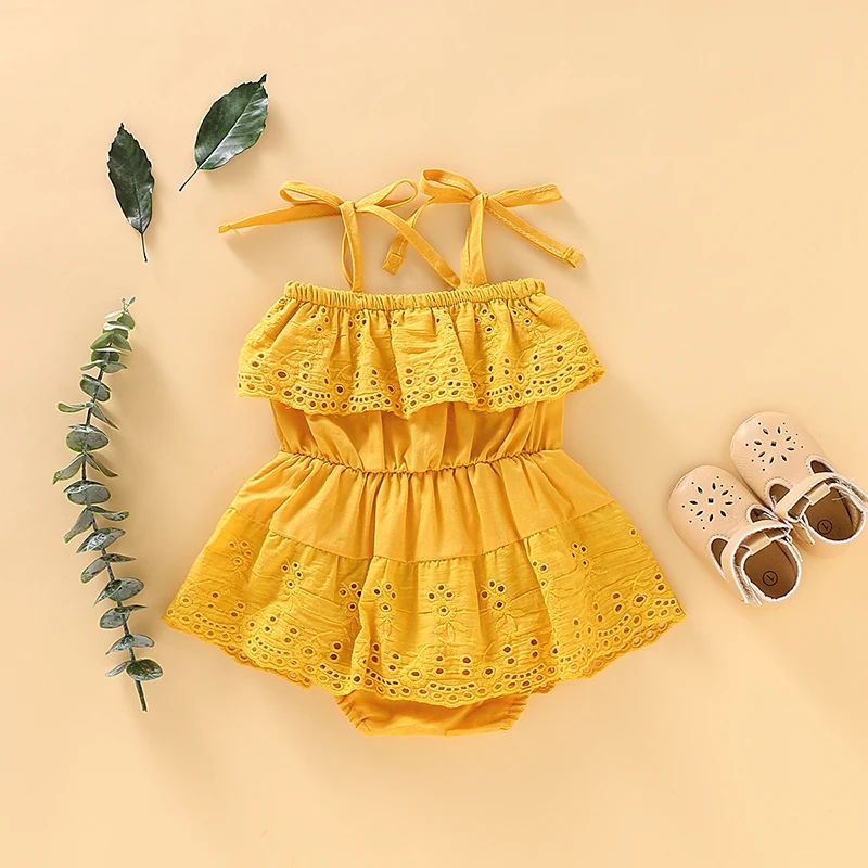 

Summer Infant Baby Girls Sleeveless Rompers Kids Lace Design Strap Bodysuit Jumpsuit Newborn Clothes Bodysuit