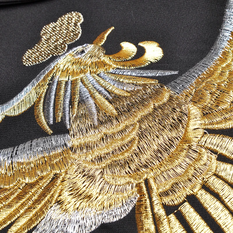 

2020 AUTUMN GOLD PHOENIX EMBROIDERED ASYMMETRIC DRESS