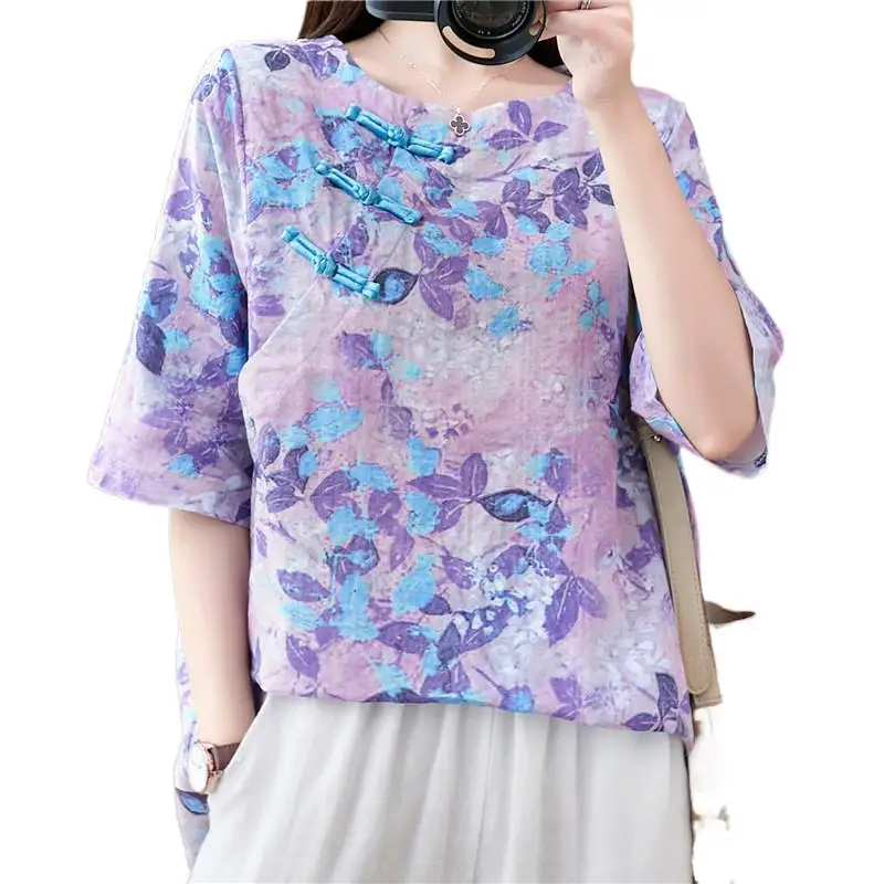 Женские топы Hanfu в китайском ретро-стиле традиционная элегантная женская блузка