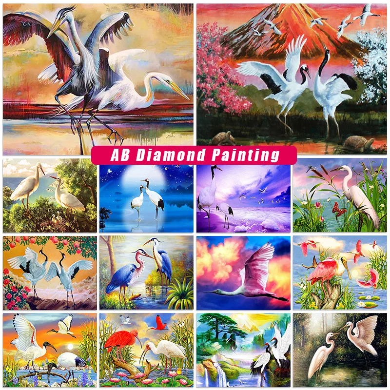 

5D AB Diamond Painting Birds Diy Cross Stitch Kits Full Square/Round Landscape Diamont Embroidery Animals Mosaic Home Decoration