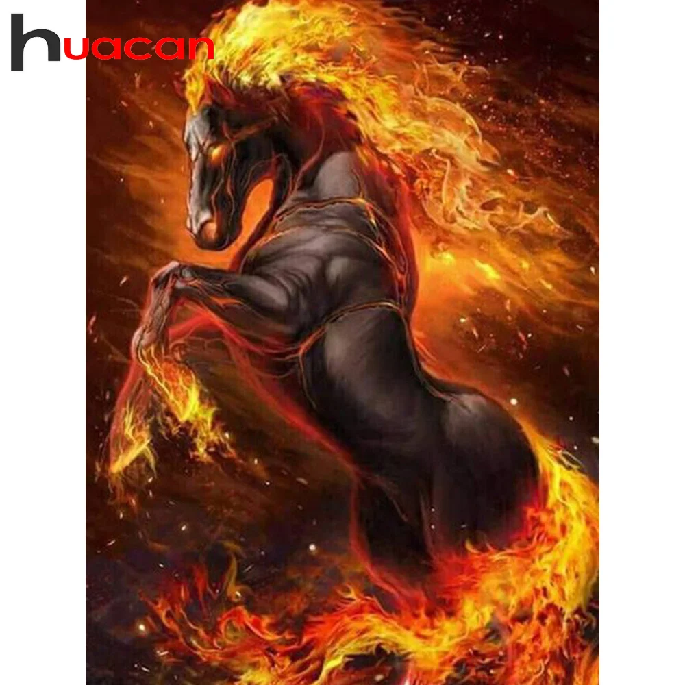 Huacan Алмазная вышивка животные лошади Полная площадь/Круглый мозаика живопись