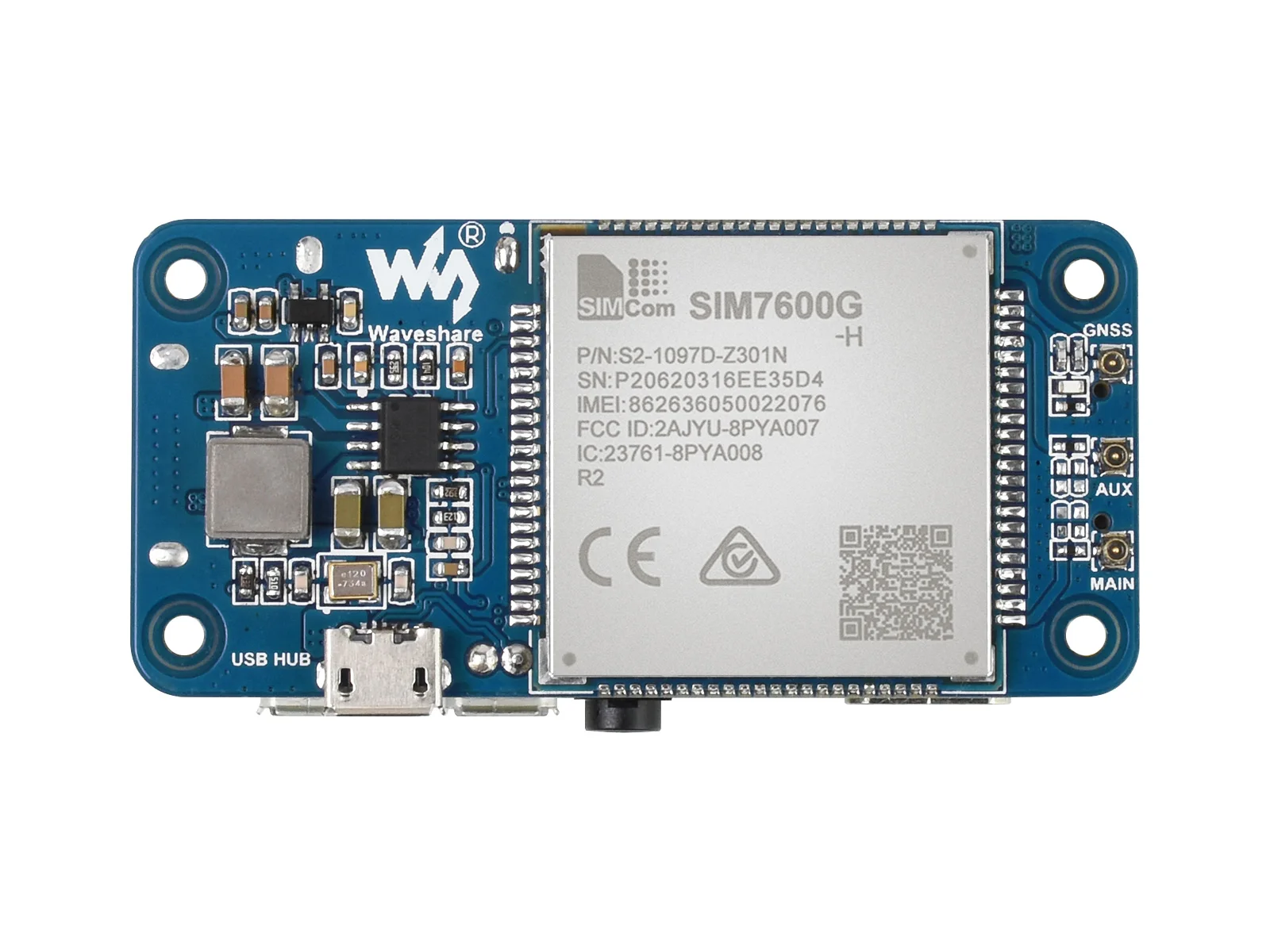 SIM7600G-H 4G шляпа (B) RPi плата расширения Тип B глобальная лента совместимый с 4G/3G/2G ГНСС