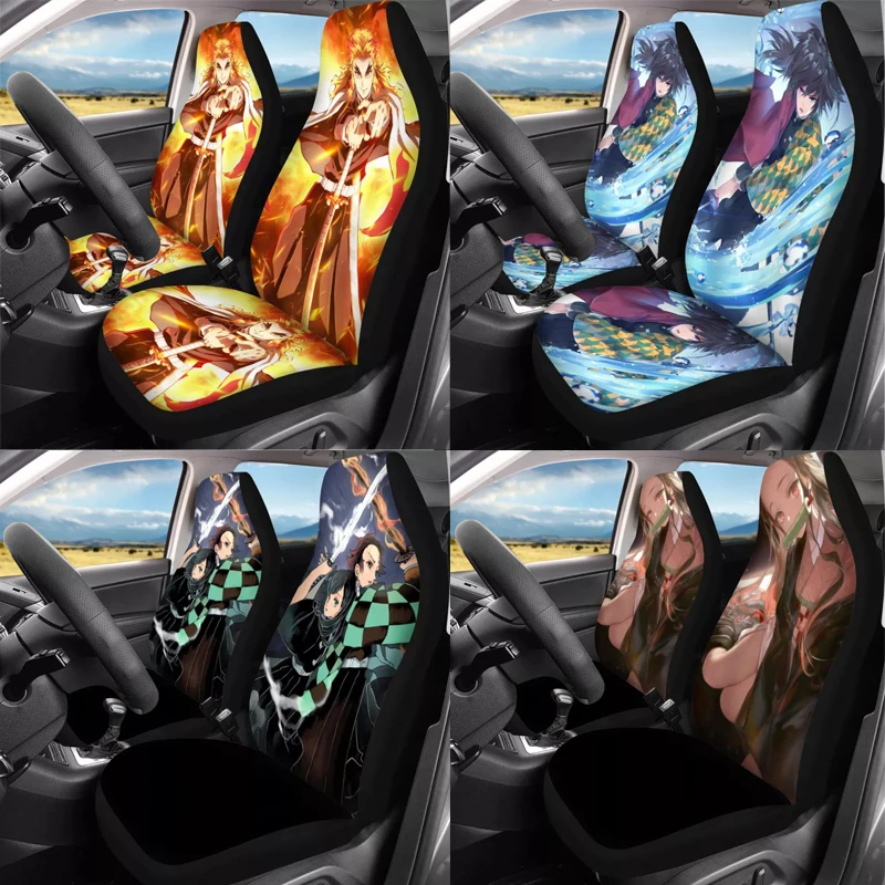 

Universal Fit Car Seat Covers Demon Slayer Anime Front Seat Set of 2 Durable Auto Front Seat Covers Protectors Decorative
