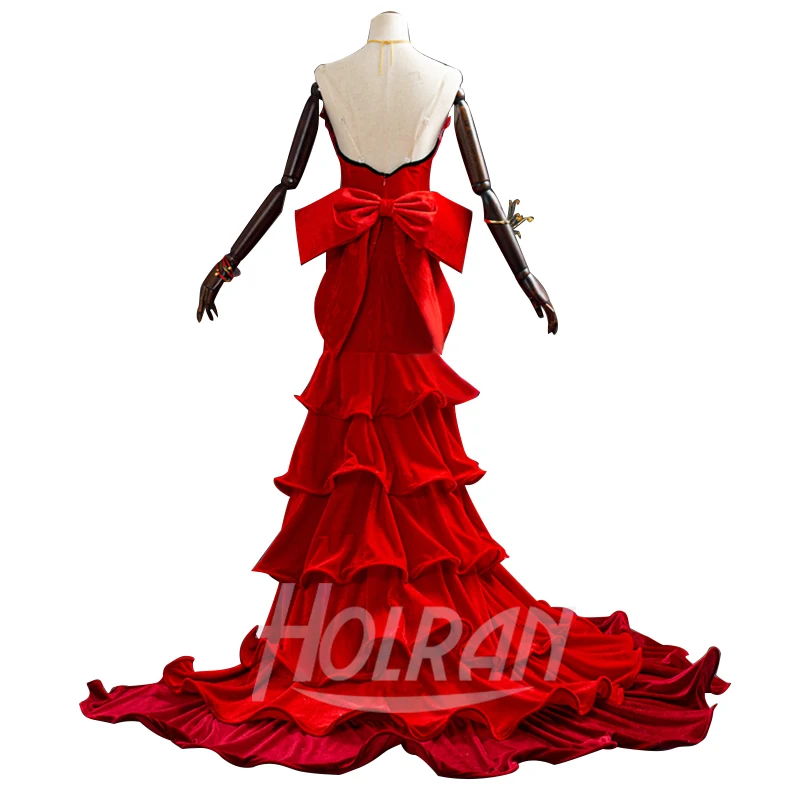 

Final Fantasy VII Cosplay Costume FF7 Aerith Gainsborough remake Role Red Dress bow suit Anime Show Hot Game velutum