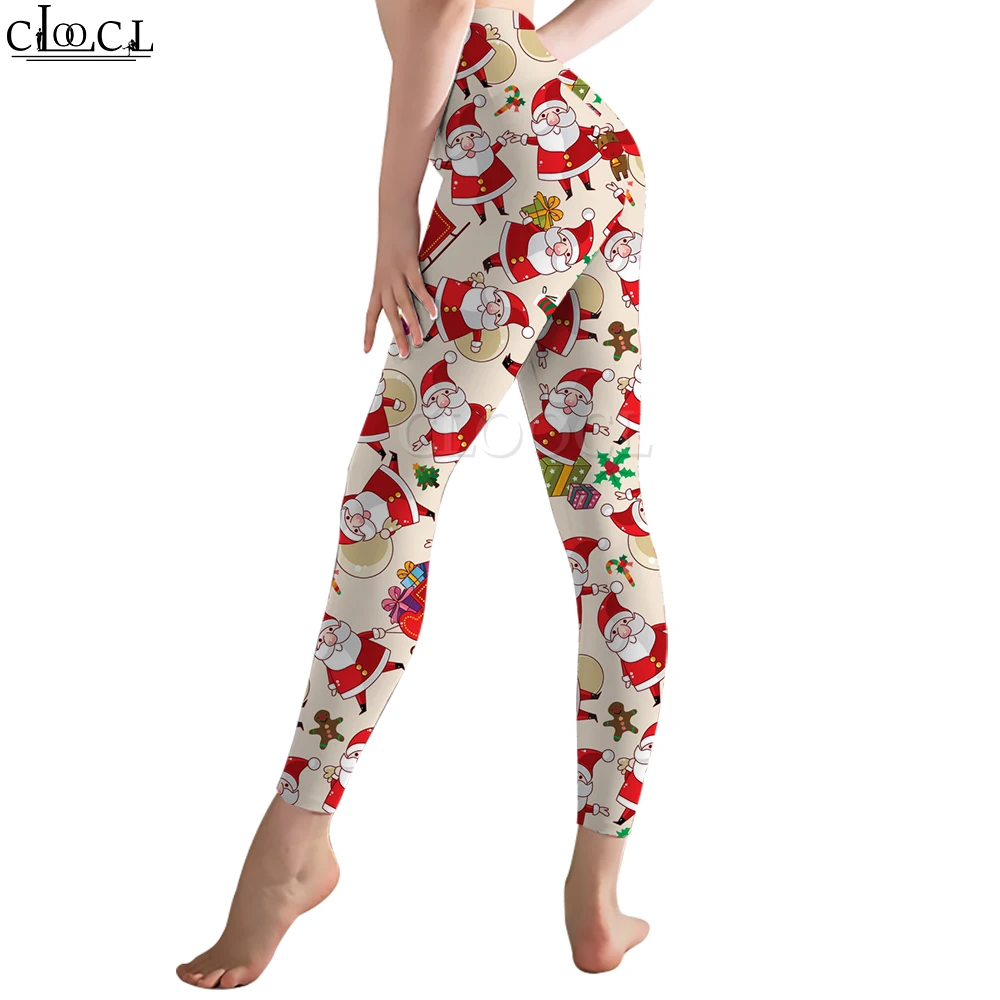 CLOOCL женские леггинсы рождественский подарок эластичные с высокой талией и