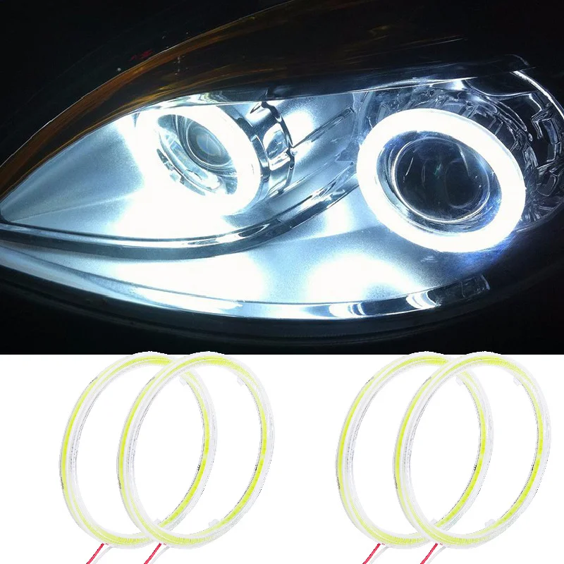 

2pcs Car Headlight Cob Aperture Angel Eye LED Motorcycle Auto Lights COB White Light Bulbs Circle 60/70/80/90/100/110/120mm