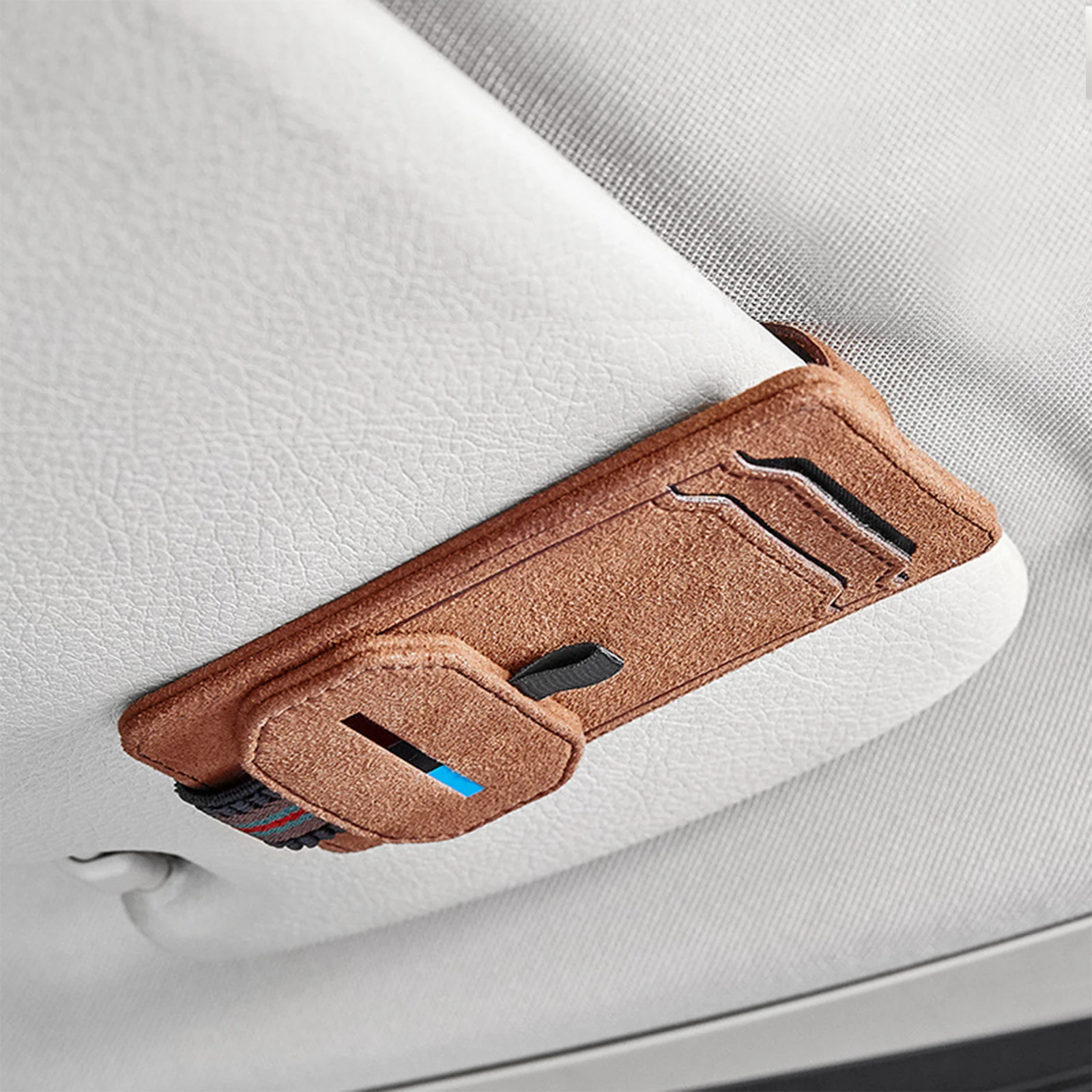 Magnetic Leather Sunglass Holder for Car Sun Visor Eyeglass Hanger Clip Card Ticket Pocket Storage Pouch Organizer Universal | Автомобили