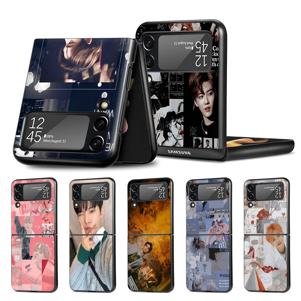 

Cell Phone Case for Samsung Galaxy Z Flip3 5G Black Coque Z Flip 3 Hard PC Cover Zflip3 Funda Capa NCT 127 Kpop Boy Group Cute