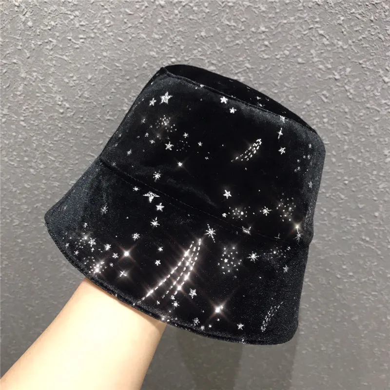 

Starry sky dream cover up fisherman's Hat Women autumn winter Korean version of versatile net red bucket hat