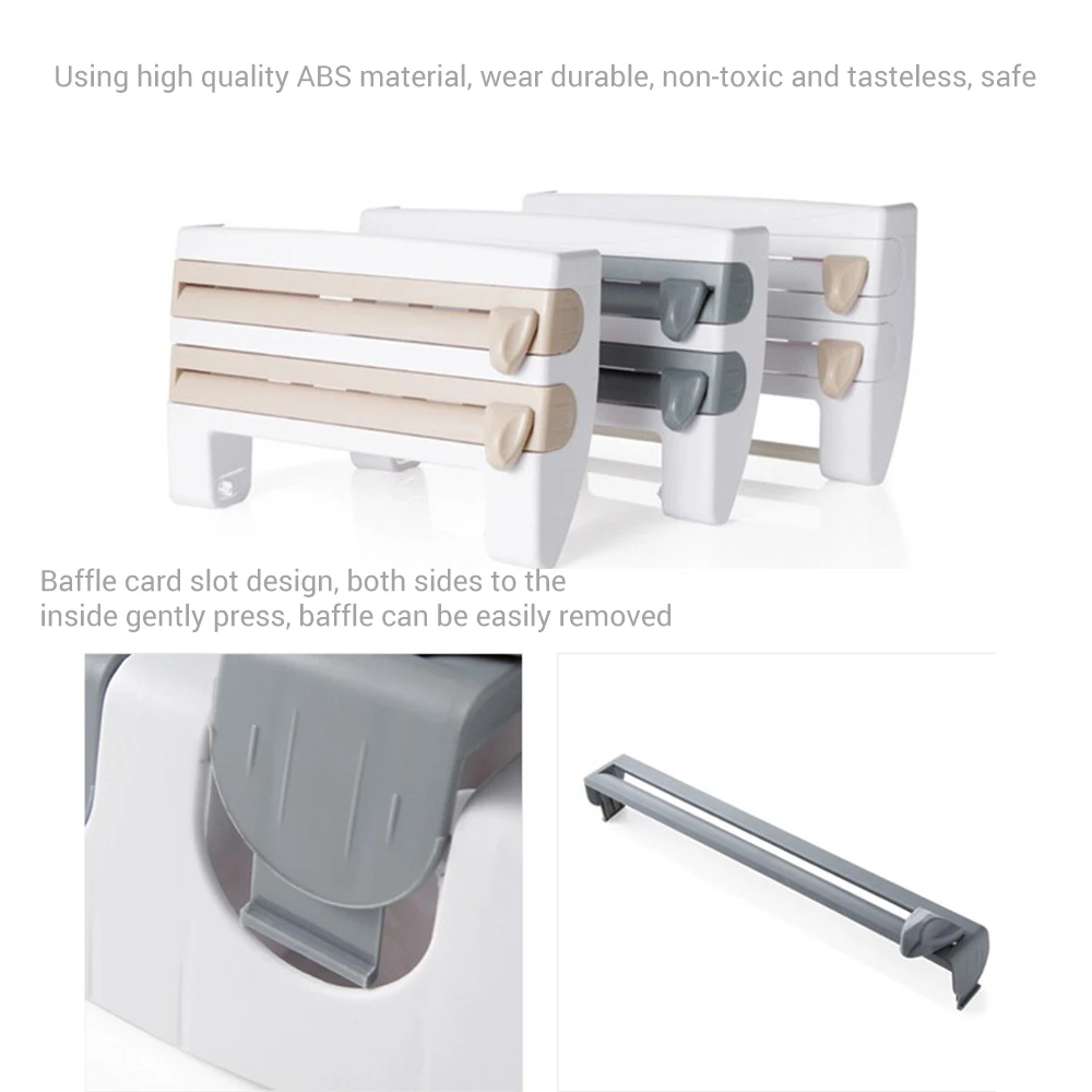 Кухонный пластиковый стеллаж для хранения обертывания с резаком из алюминиевой