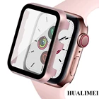 Металлический чехол и закаленное стекло для Apple Watch, 42 мм, 38 мм, 44 мм, 40 мм, защитный чехол для iWatch SE 6, 5, 4, 3, 2, 1