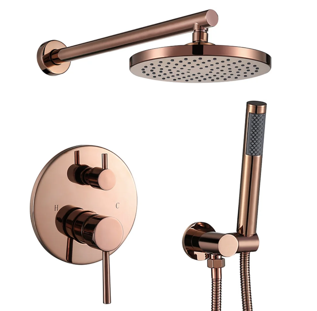 

8 inch rose gold hot sale bathroom shower faucet system