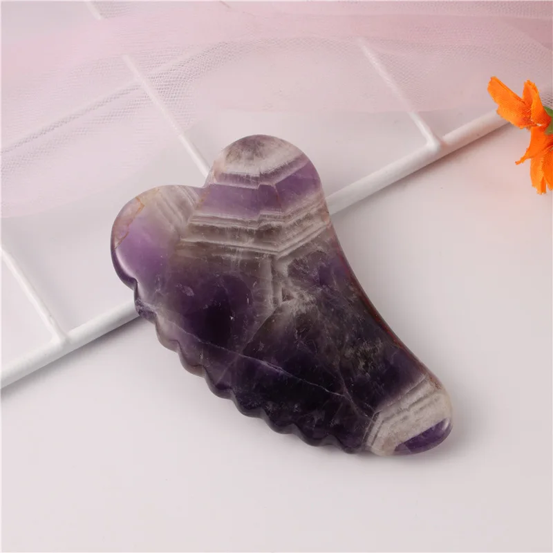 

Amethyst roller face massage with teeth scraping board double head jade roller suit face massager scraping