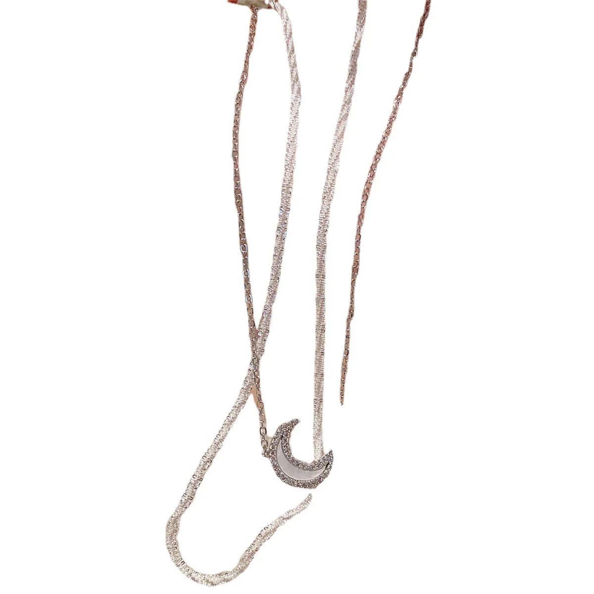 

boutique white moonlight silver necklace freshwater pearl necklace double layer sexy women's necklace