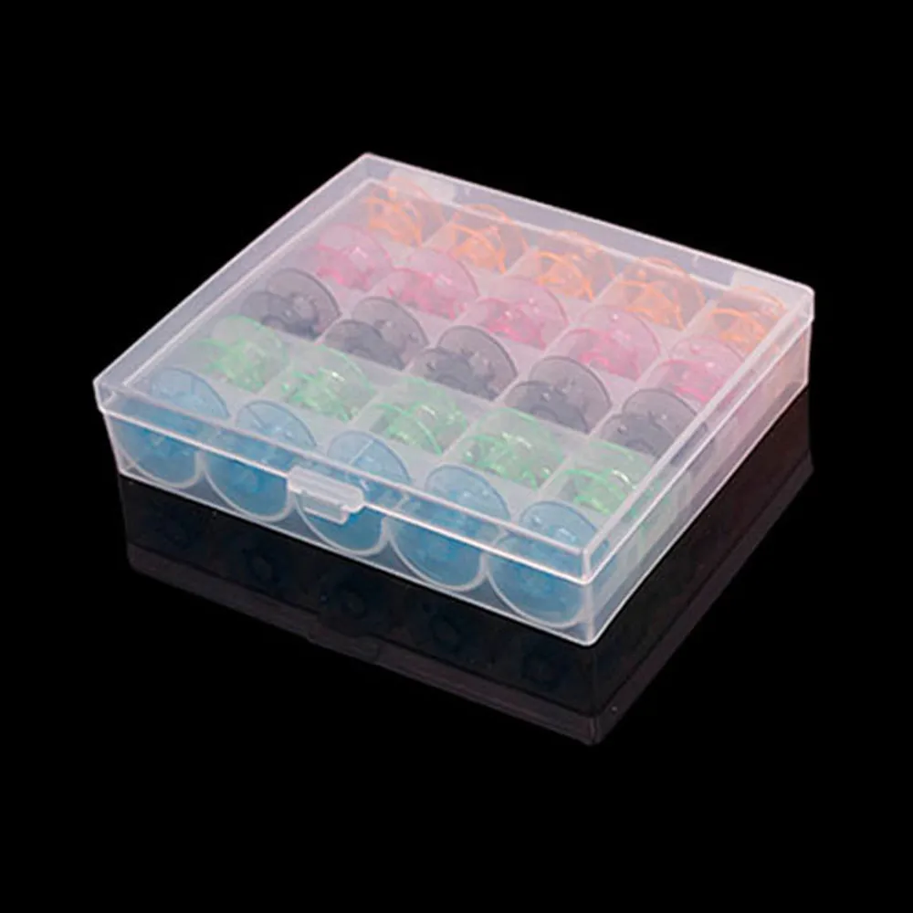 25 шт./компл. бобины коробка набор катушки для швейных машин красочные пластиковые