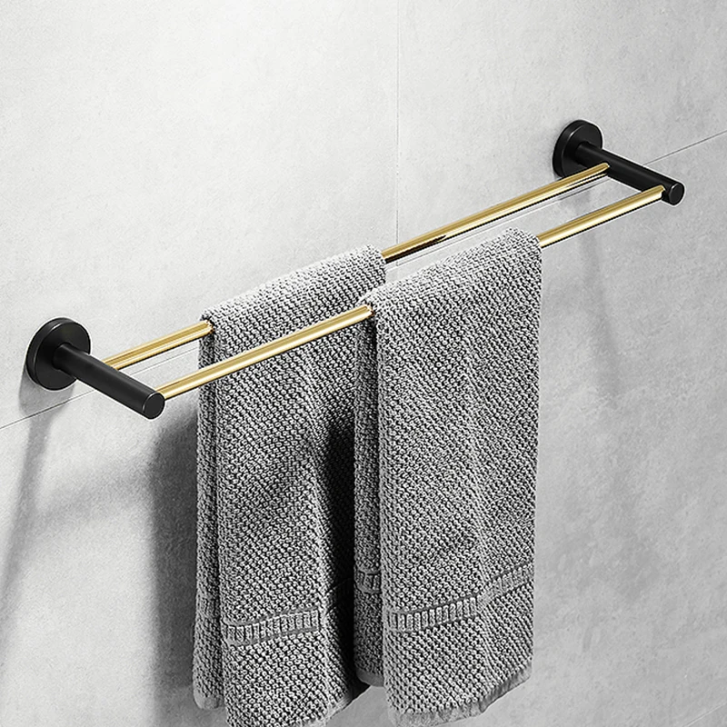 

Black Golden Towel Rack Towel Bar Bathroom Hardware Toilet paper Holder Hook Toilet Brush Hair Dryer Rack 304 Stainless Steel