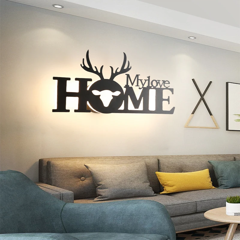 

Nordic LED Wall Lamp Living Room Sofa Background Decoration Bedroom Creative Letter Pattern Children's Room Lights