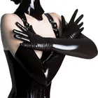 Женские облегающие длинные перчатки, блестящие металлические варежки из искусственной кожи в стиле панк-рок, хип-хоп, джазовых танцев, аксессуары для косплея