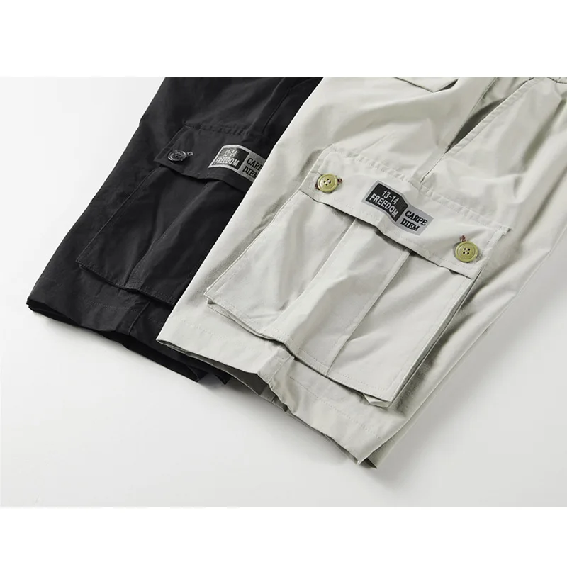 

New Mens Casual Shorts Multi Pockets Streetwear Summer Straight Baggy Short Male Drawstring Short Pants