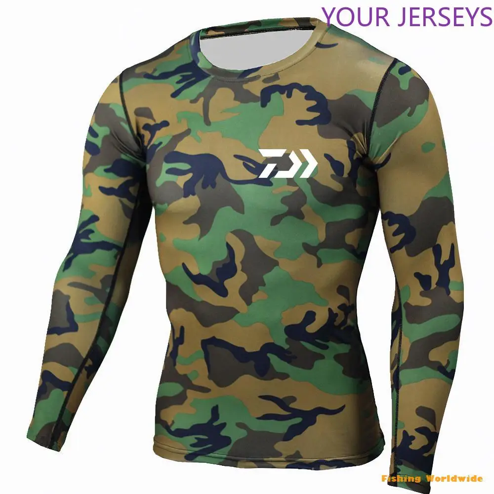 

New Sport Fishing T Shirts Men Long Sleeve Camouflage Quick Dry Running Vest Man Breathable Clothes