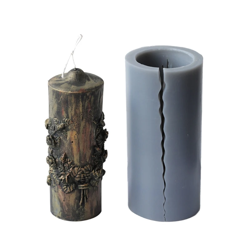 

3D Carved Cylindrical Candle Mold Silicone Clay Soap Mould for Making Soy Wax Candles