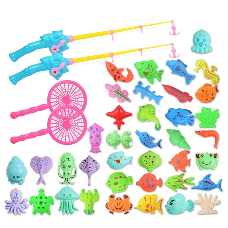 Juego de juguetes de pesca magn&eacute;ticos para ni&ntilde;os, juguetes de ba&ntilde;o, ba&ntilde;era, divertidos y cl&aacute;sicos, 38 Uds.-0