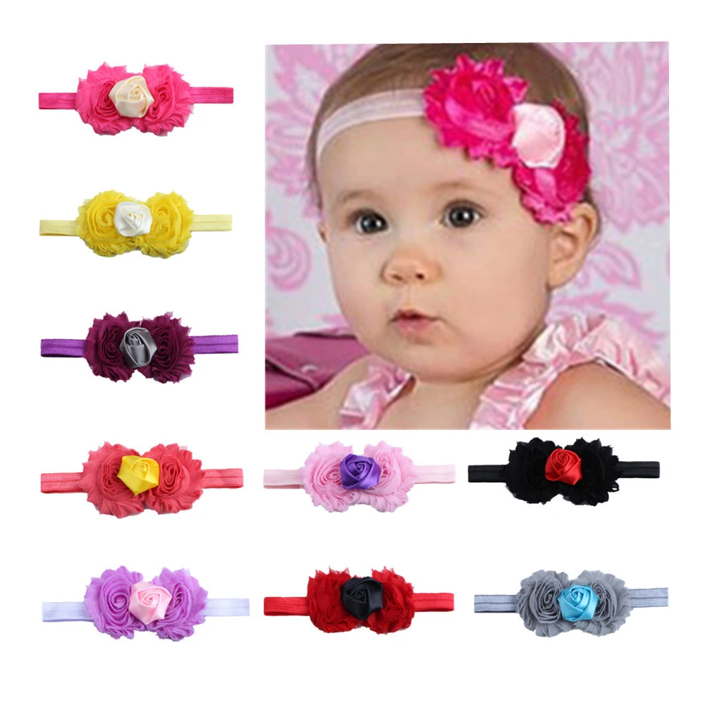 

1 Pieces Lytwtw's Baby Girl Headband Infant Hair Accessories Rose Flower Newborn Headwrap Band Hairband Gift Clothes Headwear
