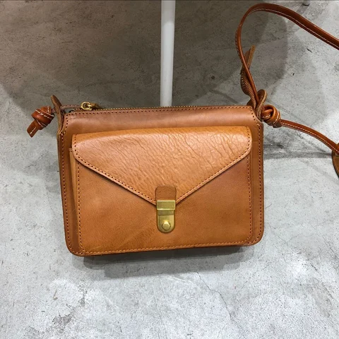 Женская сумка через плечо ручной работы, дизайнерская сумка в стиле ретро, 100% натуральная, сумки-почтальонки из натуральной кожи